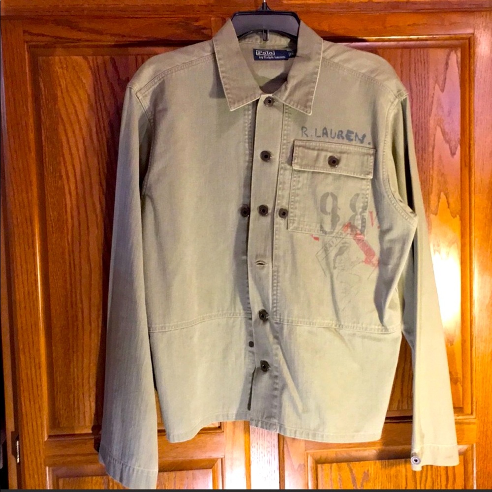 Polo by Ralph Lauren Military style Honolulu button shirt, olive green.  Rare!